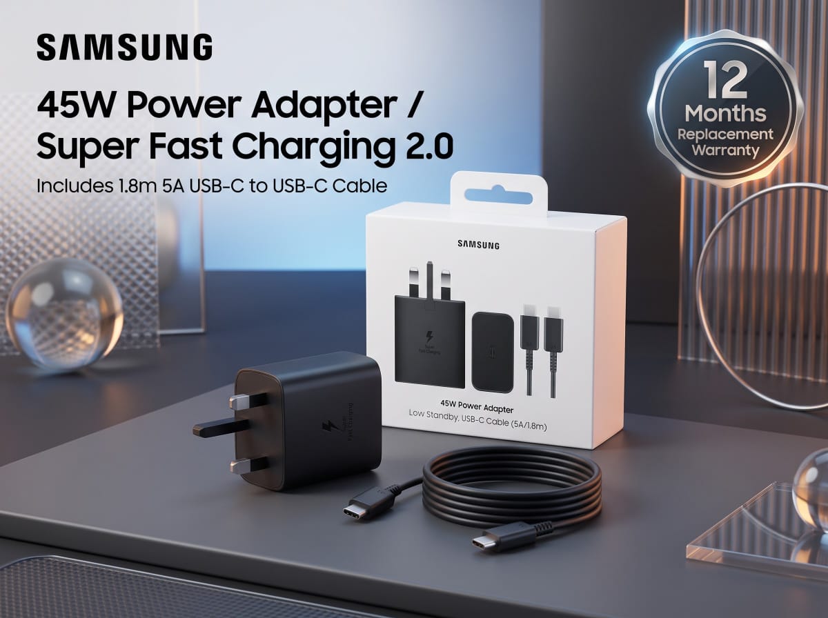 12 months guarantee - Samsung 45W PD Power Adapter with 1.8m C to C Cable